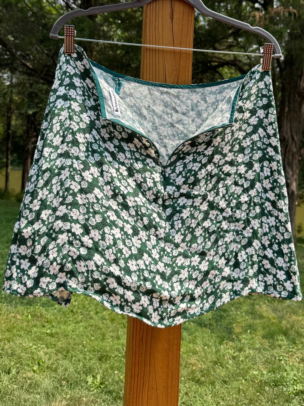 Reformation Green Floral A-Line Mini Skirt - Picture 5 of 8